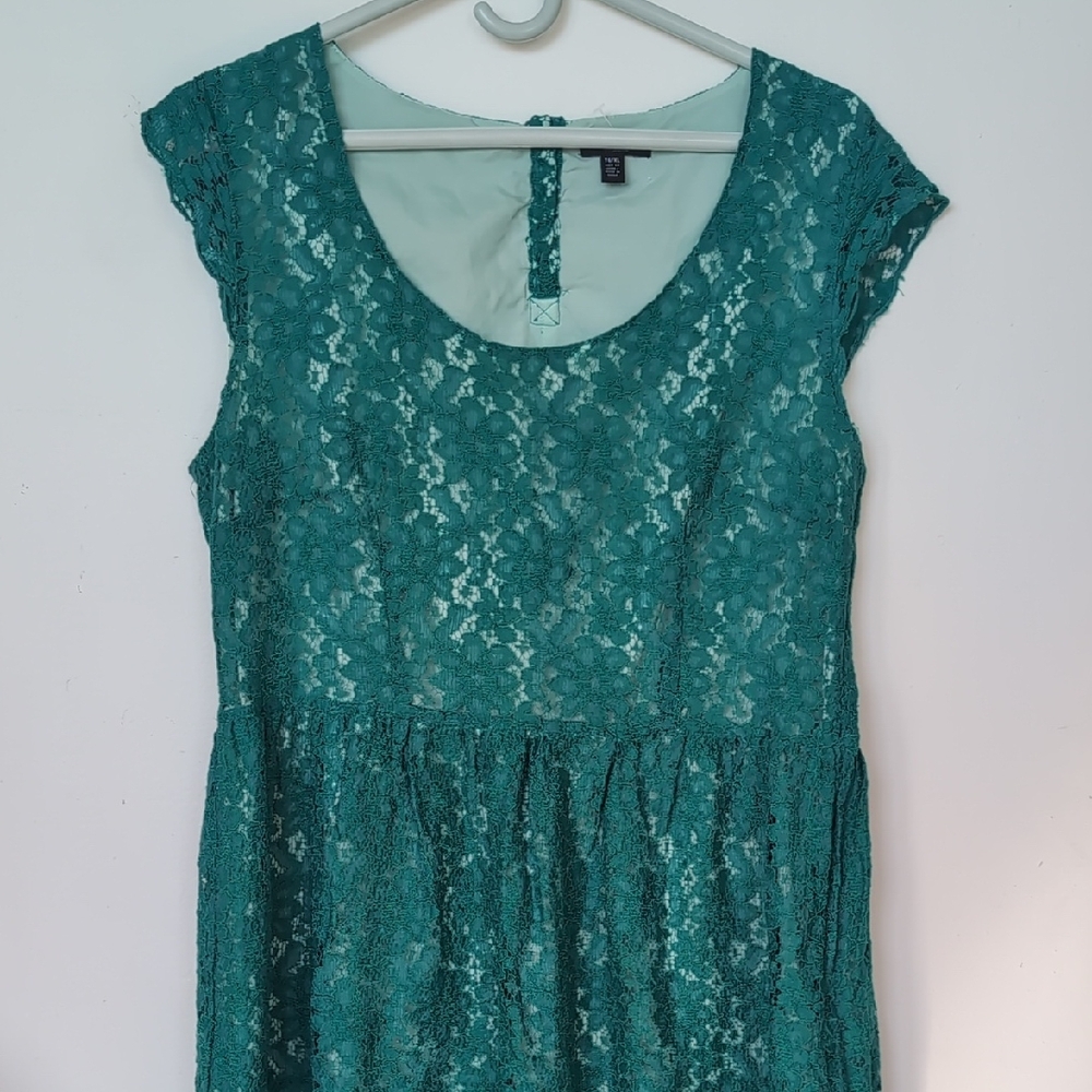 Jacob Teal Lace Midi Dress